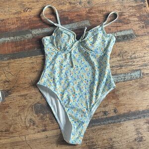 Floral High Waisted One Piece Swimsuit